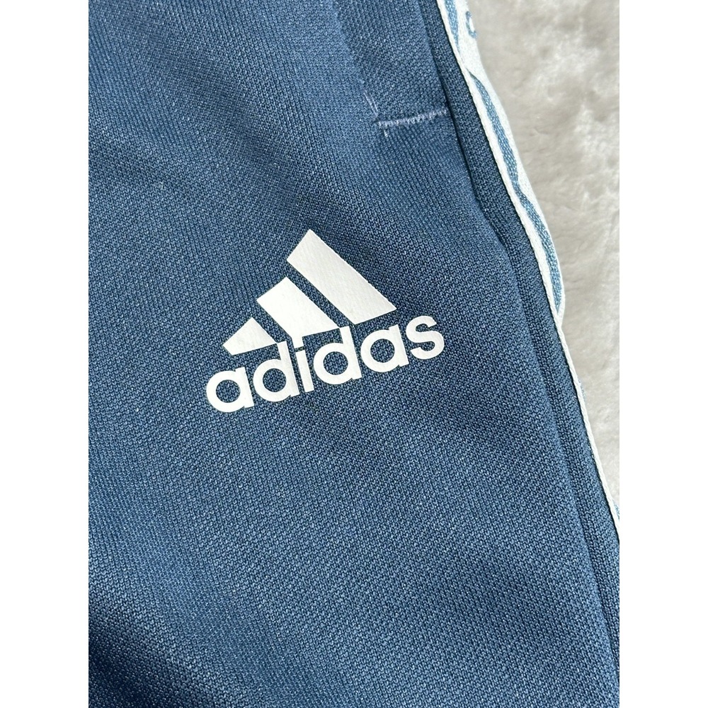 Adidas Track Running Pants Men's Size Large Light Blue Leg Spellout Pockets EUC - Picture 2 of 9